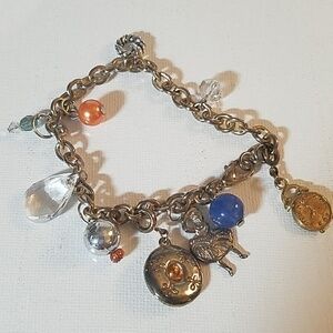15" Gold Tone Multi Charm Bracelet Mexican Theme.